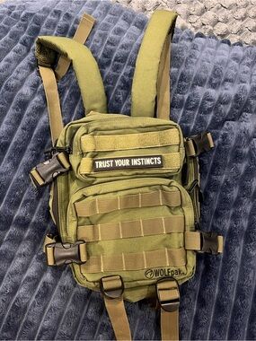 WOLF pak 9L Olive Green Tactical Chest Pack with 'Trust Your Instincts' Patch